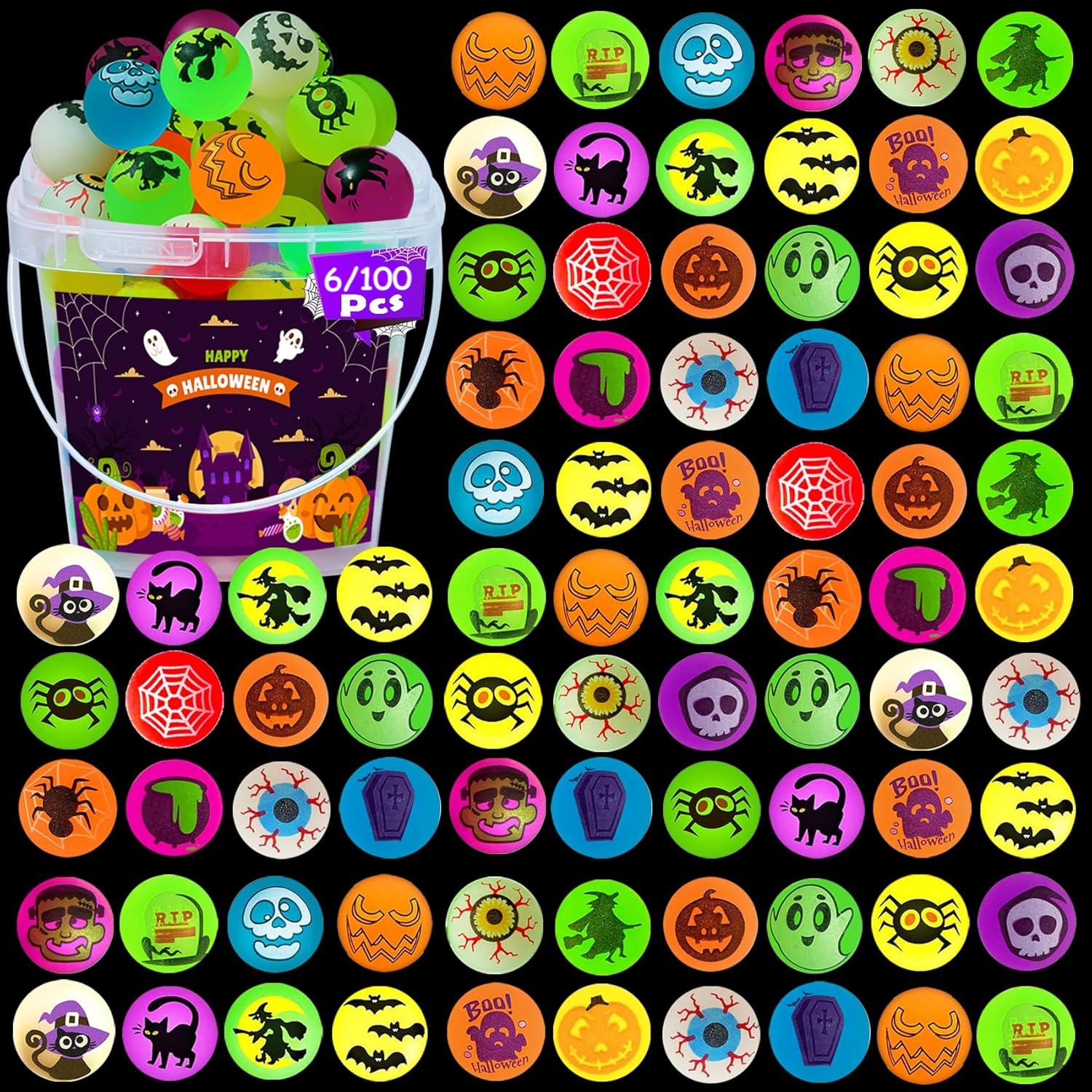 Party Games Gender Reveal - 6/100 Buah Bola Melenting Halloween Menyala